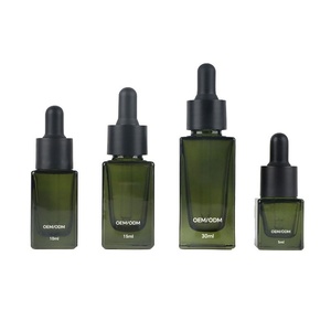 Flacone Contagocce in Vetro Quadrato <span class=keywords><strong>Verde</strong></span> da 5ml 10ml 15ml 30ml per Oli Essenziali <span class=keywords><strong>e</strong></span> Sieri per la Cura della Pelle con Testa in Gomma Nera, Disponibile all'Ingrosso - Product Image 4
