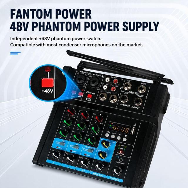 Hot Selling 4-Channel Multi-function Professional Wireless Mixer Sound Card