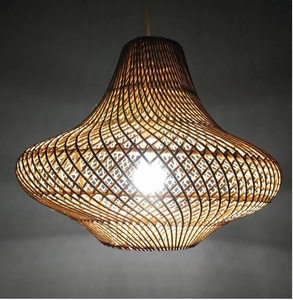Luminaire suspendu rond en bambou de style ferme asiatique antique - Product Image 6
