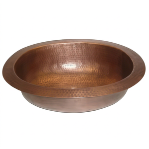 Évier en cuivre martelé à la main, style vintage, vasque ronde, construction métallique, idéal pour les cuisines contemporaines de style farmhouse - Product Image 1