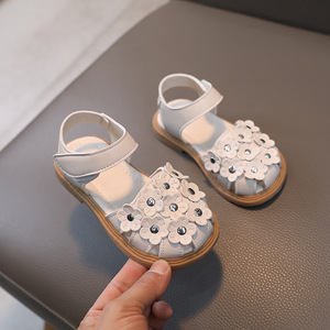 Sandalias de Niña con Flores, Zapatos de Princesa para Niñas, Sandalias Infantiles de PU de Color Sólido, Zapatos Planos de Princesa, Sandalias de Verano - Product Image 4