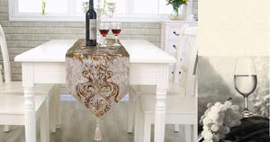 <span class=keywords><strong>Camino</strong></span> <span class=keywords><strong>de</strong></span> <span class=keywords><strong>Mesa</strong></span> Rectangular <span class=keywords><strong>de</strong></span> Terciopelo con Diseño Floral Europeo Navideño <span class=keywords><strong>de</strong></span> Lujo, con <span class=keywords><strong>Estampado</strong></span> Dorado y Macramé, para Bodas - Product Image 6