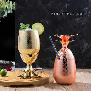 Tazza da Cocktail Creativa in Acciaio Inossidabile, Bicchieri in <span class=keywords><strong>Rame</strong></span> per Moscow Mule, Tazza a Forma <span class=keywords><strong>di</strong></span> Ananas - Product Image 3