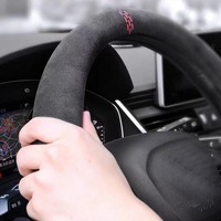 Housse de volant de voiture de style sport 38cm en daim de vachette Design universel enveloppement respirant accessoires de voiture de sport