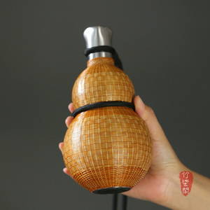 Bamboo Woven Gourd Flask 12-24 Hour Heat Preservation Portable Water Bottle Antique Style Lightweight Design - Product Image 4