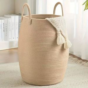 Wholesale Price Multi-color <strong>Large</strong> Foldable Cotton Rope Woven Blanket Laundry Hamper <strong>Basket</strong> <strong>Storage</strong> <strong>Basket</strong> with Handle - Product Image 6
