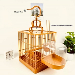 Cage à oiseaux carrée en plastique, portable, suspendue avec crochet et bols, transporteur léger pour canaris, pinsons, perruches - Product Image 3
