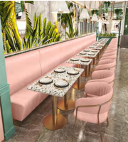 Ensemble de stand mural nordique avec table à manger en marbre-Comptoir et chaises en bois massif pour restaurant