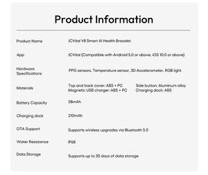 जेकेरिर्वर v8 स्मार्ट कंगन चयापचय प्रबंधन नींद ट्रैकर सहज ऐप सिंक्रनाइज़ेशन sdk और क्लाउड प्लेटफार्मसपोर्ट - Product Image 6