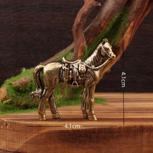 Brass Horse Figurine Zodiac Tea Pet Feng Shui <b>Decoration</b> Living Room Ornament Compact Design Single Piece Package - Product Image 4