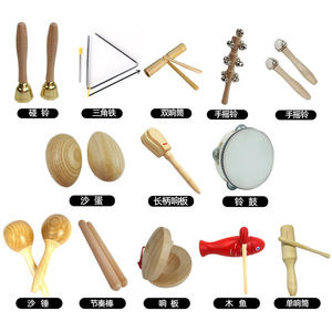 Juego de instrumentos musicales Orff de madera, material didáctico de percusión para niños de guardería, juguete educativo para niños de 2 a 6 años - Product Image 1