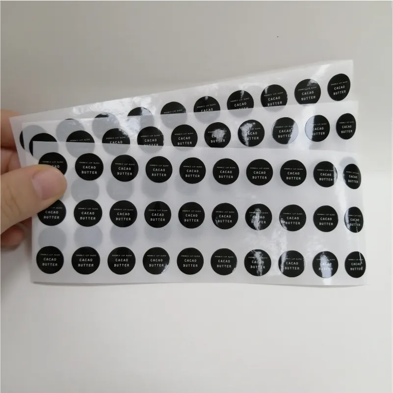 Custom Kleine Hoeveelheid Cosmetische Stickers Bedrukte Voor Lipgloss Kleine Ronde Cirkel Labels , Vinyl Glossy Stickers