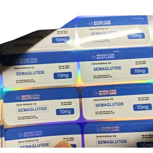 Etiqueta do frasco para pó de peptídeos Semaglutide Injeções para perda de peso Etiqueta cosmética para peptídeos 2ml