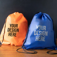 Pochette à cordon promotionnelle sac à provisions en nylon polyester coloré sac à dos à cordon non tissé logo personnalisé disponible
