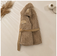 Gilet sans manches en laine pour femme, ceinturé, col à revers, en vraie fourrure de laine, vêtement d'extérieur décontracté pour l'hiver