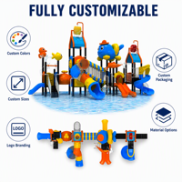 SageDelightRides Aire de jeux aquatique commerciale avec toboggan double spirale, tunnel rampant, escaliers et rampes pour enfants en LLDPE, vente en gros