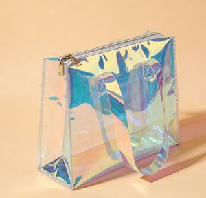 Bolsa de Compras de PVC Holográfica Iridiscente Promocional al por Mayor, Personalizada, Color Arcoíris, Láser, Moda, Tipo Jelly - Product Image 4