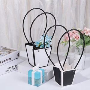 Wholesale Creative Portable Handmade Rectangle Paperboard Bouquet Packaging <b>Boxes</b> with Matt Lamination Handle for Flower Shops - Product Image 3