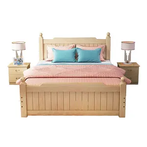 Massief Houten Bed Huishoudelijke Enkele Eenvoudige Bed Frame Eenvoudige En Moderne 1.8 M Dubbele Bed Met Lade Opslag