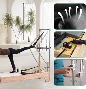 <span class=keywords><strong>Precio</strong></span> de Fábrica, Reformer de Pilates de Madera de Roble con Media Torre y Barra Deslizante Infinita para Gimnasio - Product Image 2