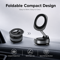 Support magnétique pour voiture en métal avec bras télescopique pliable et base à ventouse RoHS REACH pour pare-brise MagSafe iPhone Android