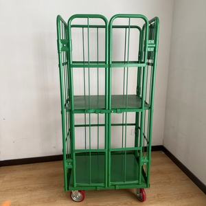 जापानी शैली भारी शुल्क पाउडर लेपित स्टील रोल कंटेनर ट्रॉली कंटेनर ट्रॉली फोल्डेबल स्टैकयोग्य डिजाइन गोदाम के लिए - Product Image 1