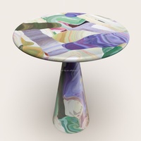 Petite table basse moderne de luxe en fibre de verre, design graffiti peint à la main, couleur personnalisable, durable, facile à nettoyer, marque YUWEI 1