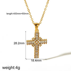 Diseñador exagerado Cruz religiosa cristiana impermeable deslustre libre Pvd joyería de acero inoxidable colgante collares para mujeres - Product Image 4