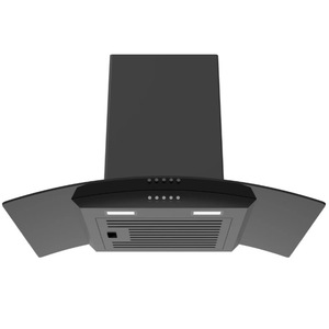 Đường cong ống khói nhà bếp thủy tinh với nút điều khiển, hai đèn Led hình chữ nhật nhỏ và bộ lọc vách ngăn - Product Image 3