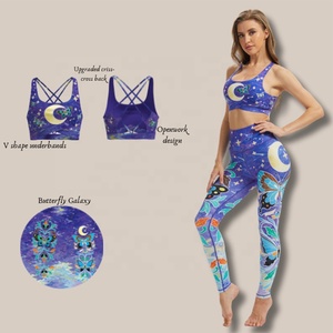 Custom Print European <strong>American</strong> Style Nude-Feel High-Waisted Four-Way Stretch Elastic Waist Yoga <strong>Bras</strong> <strong>Sports</strong> Underwear Front Set - Product Image 6