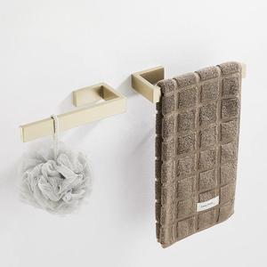 Porte-serviettes mural en acier inoxydable doré, petite taille, sans perçage, pour salle de bain - Product Image 1