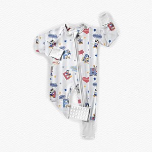 Combinaison de nuit douce en bambou pour tout-petits, imprimé mignon, fermeture éclair intégrale, <span class=keywords><strong>pyjama</strong></span> à pieds pour bébés garçons et filles, toutes saisons - Product Image 3