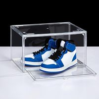 Grande vitrine écologique anti-poussière en acrylique transparente empilable pour chaussures, boîte de rangement et présentoir domestique avec couvercle