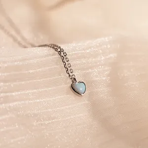 Nuovo personalizzato delicato opale collana cuore minimalista ciondolo amore delicato collana regalo unico per lei - Product Image 5