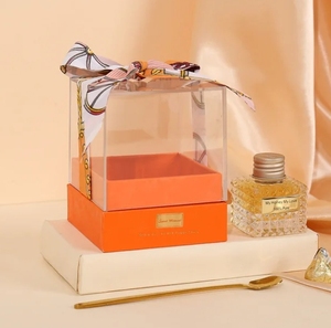 Caja de regalo de mano cuadrada, caja de regalo de lazo transparente, caja de Navidad acrílica, recuerdos de boda, galleta, Muffin, cinta, caja de cartón - Product Image 3