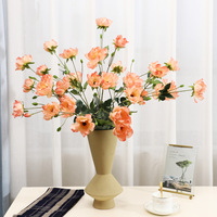 Fleur d'anémone artificielle haut de gamme européenne en soie, 5 têtes, pour décoration de table de mariage, maison, fête, salle d'exposition, vente en gros