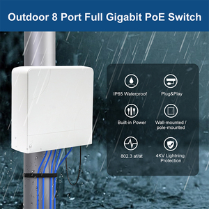 Thiết kế mới 48V không thấm nước ngoài trời PoE chuyển đổi 8 cổng hoạt động Gigabit Ethernet mạng Thiết bị chuyển mạch PoE ngoài trời - Product Image 3