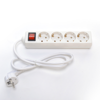 Adaptateur de voyage européen avec 4 prises, câble d'alimentation EU, multiprise 3 broches avec interrupteur