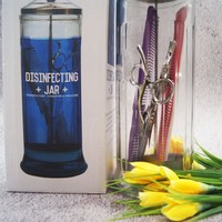 Bouteille en verre multi-usage pour la désinfection des outils de salon de coiffure et de beauté, pot de désinfection pour manucure et coiffure