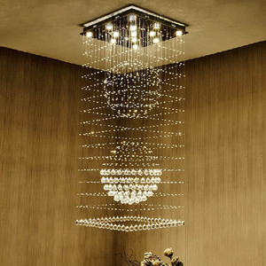 Lámpara de Araña de Cristal Rectangular con Acabado Dorado, LED E26, 3500K Blanco Cálido, Altura Ajustable, Ra90 CRI, Garantía de 5 Años, Iluminación para Hoteles - Product Image 4