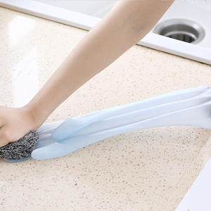 Guantes de látex de caucho para el hogar, impermeables, de color sólido, aproximadamente 32 cm de longitud, para limpieza y lavado de ropa, al por mayor. - Product Image 3