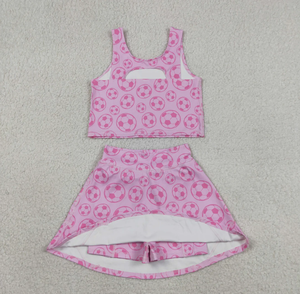 Conjunto de Ropa Deportiva para Niñas Hermanas: Falda de Fútbol, Pantalones Cortos de Yoga, Pijama de Equipo con Botones - Product Image 2