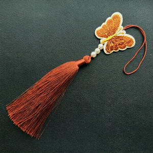 Handmade Butterfly Tassel Pendant Embroidered Silk Fringe Pendant for <b>Bag</b> <b>Charm</b> Home Decor - Product Image 4