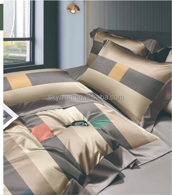 Luxury 100% Cotton Sateen Fabric Sheets Duvet Cover Set for Home Queen bed