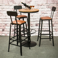 Nordique en bois massif petite Table ronde moderne café magasin de thé au lait loisirs Table haute ronde Bar Table chaise ensemble