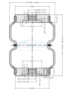 에어 리프트 에어 스프링 2B5813/ 2S5813 더블 컨볼루션 알루미늄 플랜저 에어 라이드 서스펜션 22mm 직경 구멍 - Product Image 4