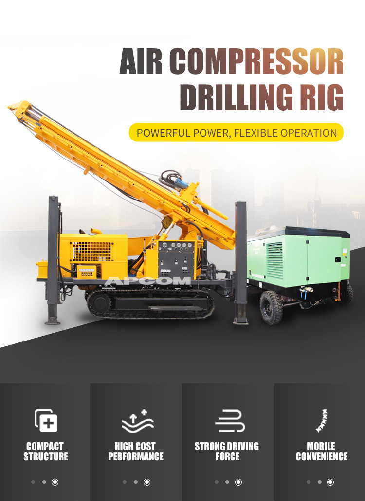Fourrage de puits Machine APCOM 800 700 m Rotatif Chenille Montée Bien drillingrig 800m 700 m de Forage de puits d'eau plate-for