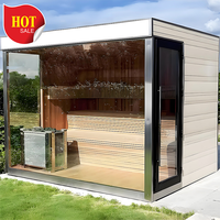 Kustom Pabrik kapasitas besar ruang Sauna uap kayu tradisional untuk banyak orang untuk digunakan kabin Sauna luar ruangan