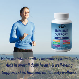 Complément alimentaire immunitaire 8 en 1 OEM/ODM avec échinacée, vitamine C et zinc 50 mg, vitamine D, curcuma et gingembre, B6, sureau - Product Image 3