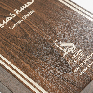 Caja de embalaje abatible con superficie similar a la madera de lujo con logotipo privado con paquete de papel de inserción EVA para Attar Perfume Serum <span class=keywords><strong>Brandy</strong></span> - Product Image 2